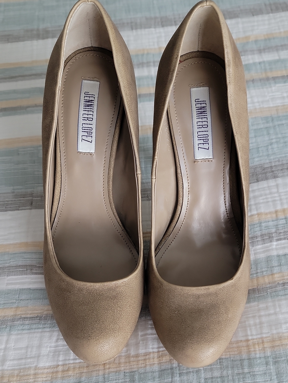 Jennifer Lopez Taupe Round-Toe Pumps